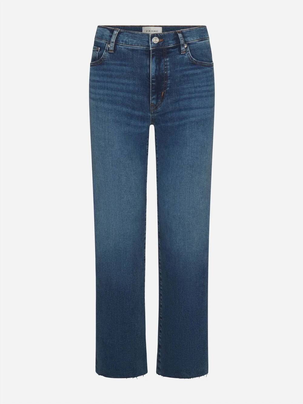 NEW FRAME women's dark the mellow mid rise jeans in canals raw after